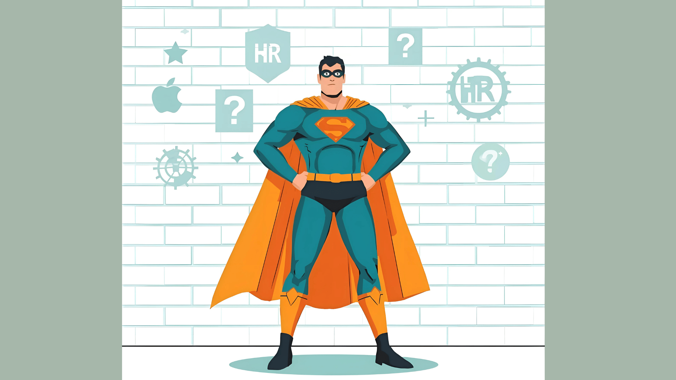 HR superhero illustration breaking through confusing benefits compliance acronyms like ACA, ERISA, and COBRA.