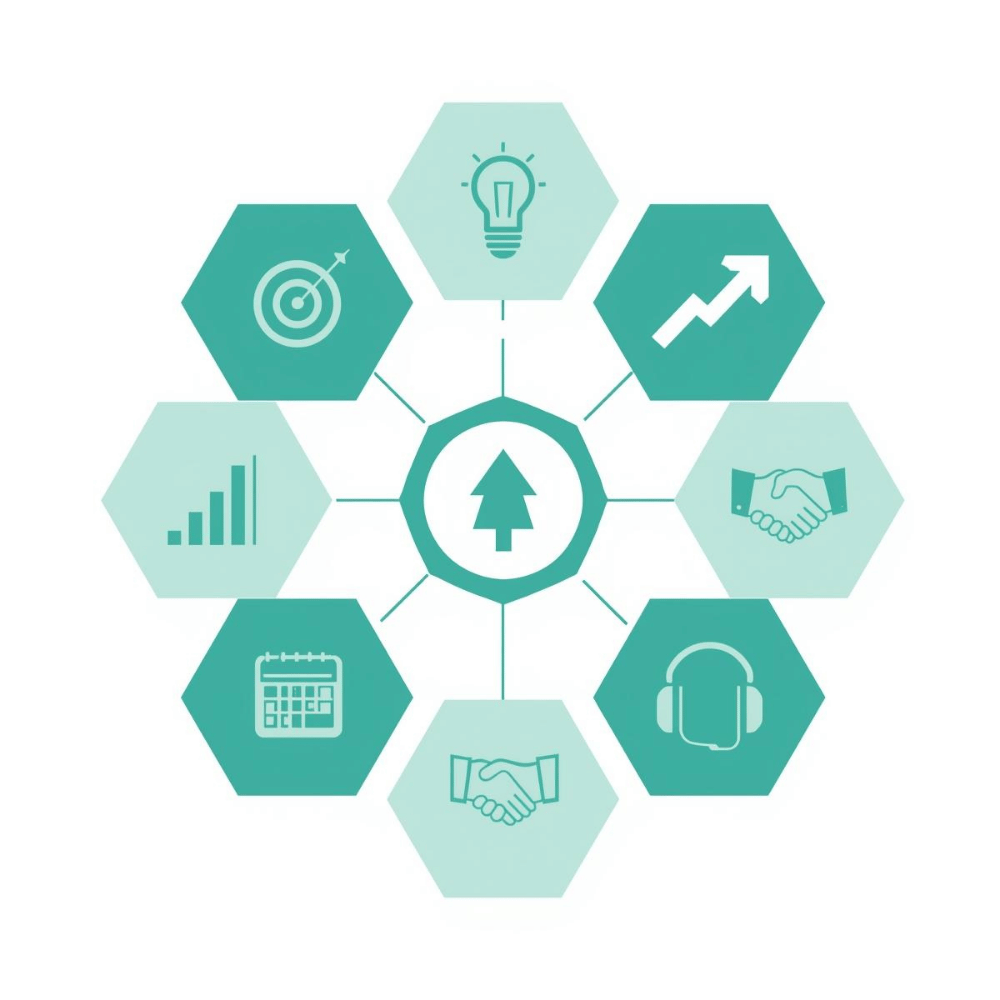 Visual diagram showing seven key BambooHR features making it the best HRIS for startups