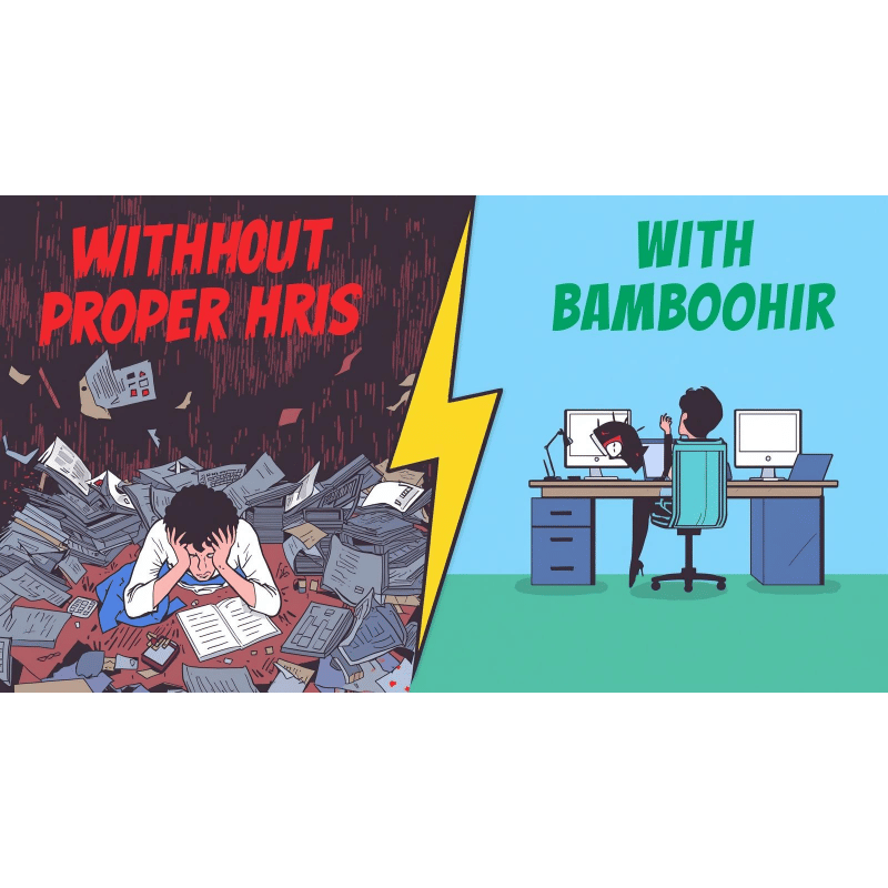 Infographic showing hidden costs of inadequate HRIS systems for startups including time waste and compliance penalties